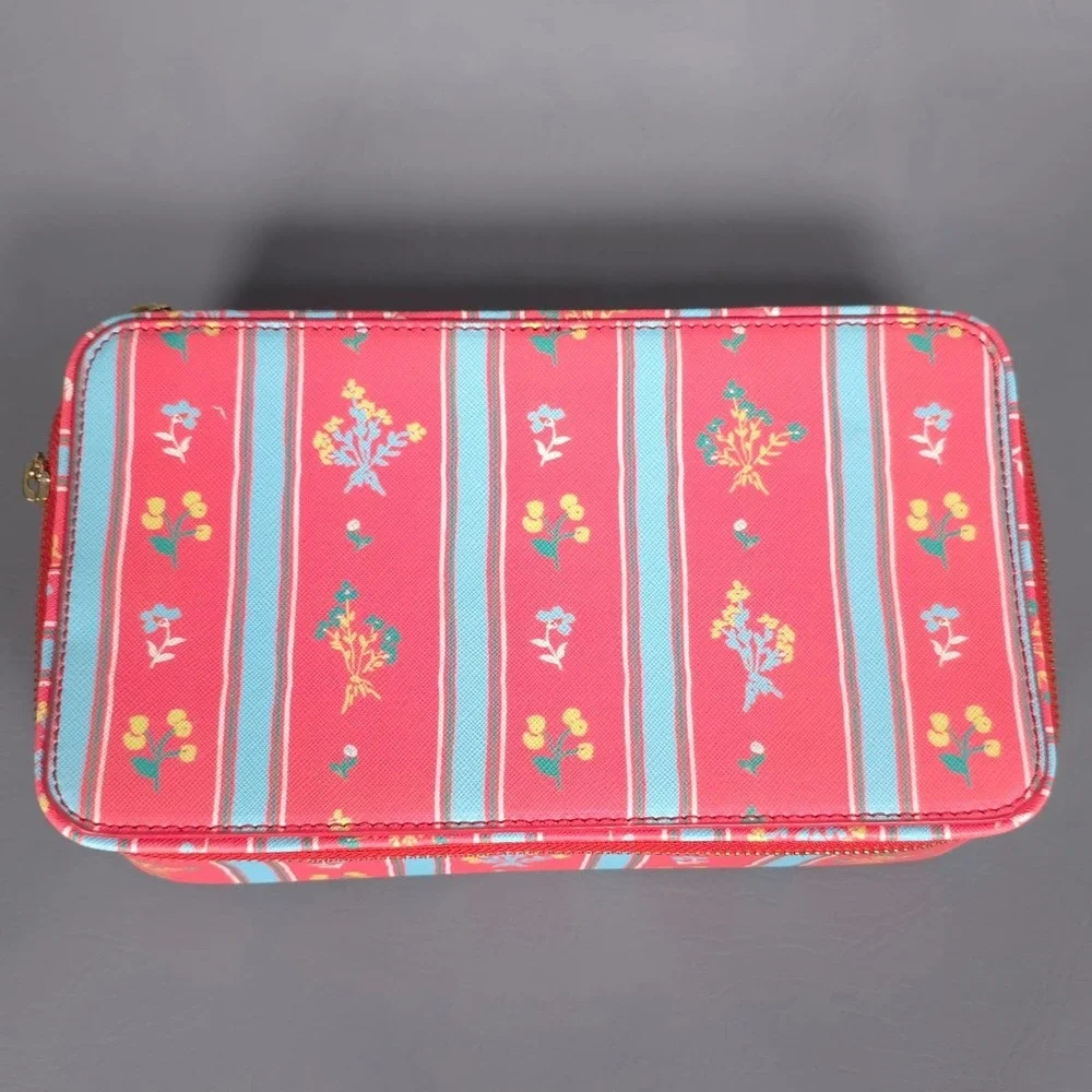 NEELY & CHLOE Women's Jewelry Case Travel Organizer Floral‎ Zip Box Pink